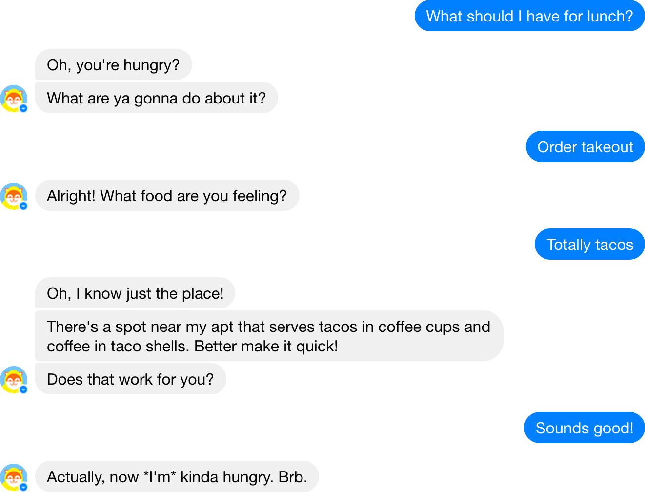 Screenshot of a conversation between a human and the Poncho chatbot