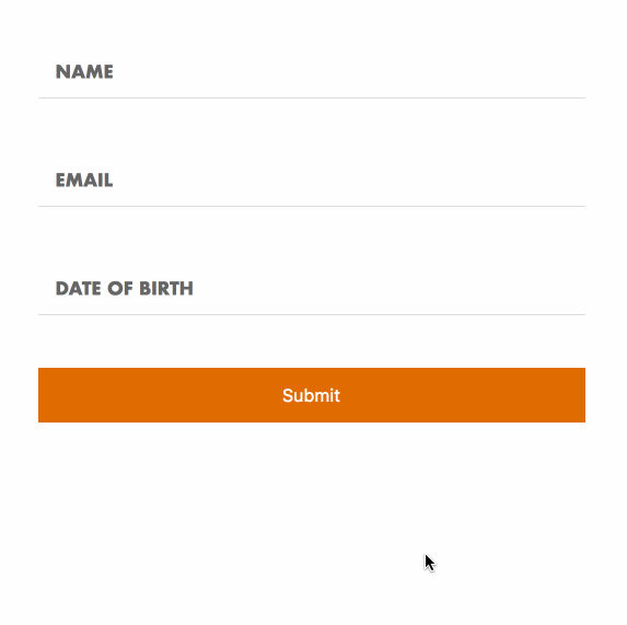 A form with three inputs demonstrating how screen reader errors are implemented.