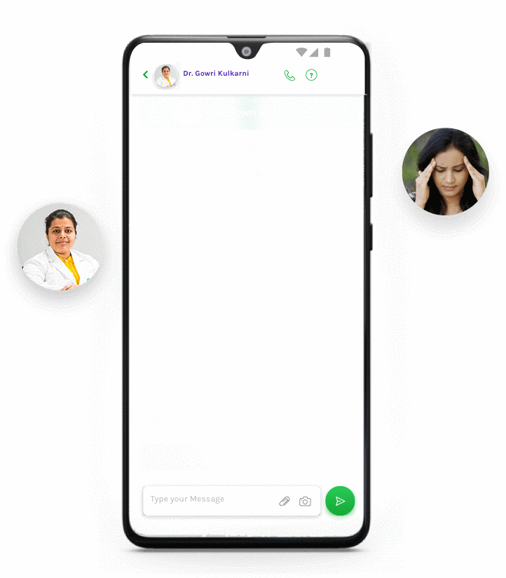 Animated gif of cell phone chat app allowing patient to ask doctor questions about controlling blood sugar