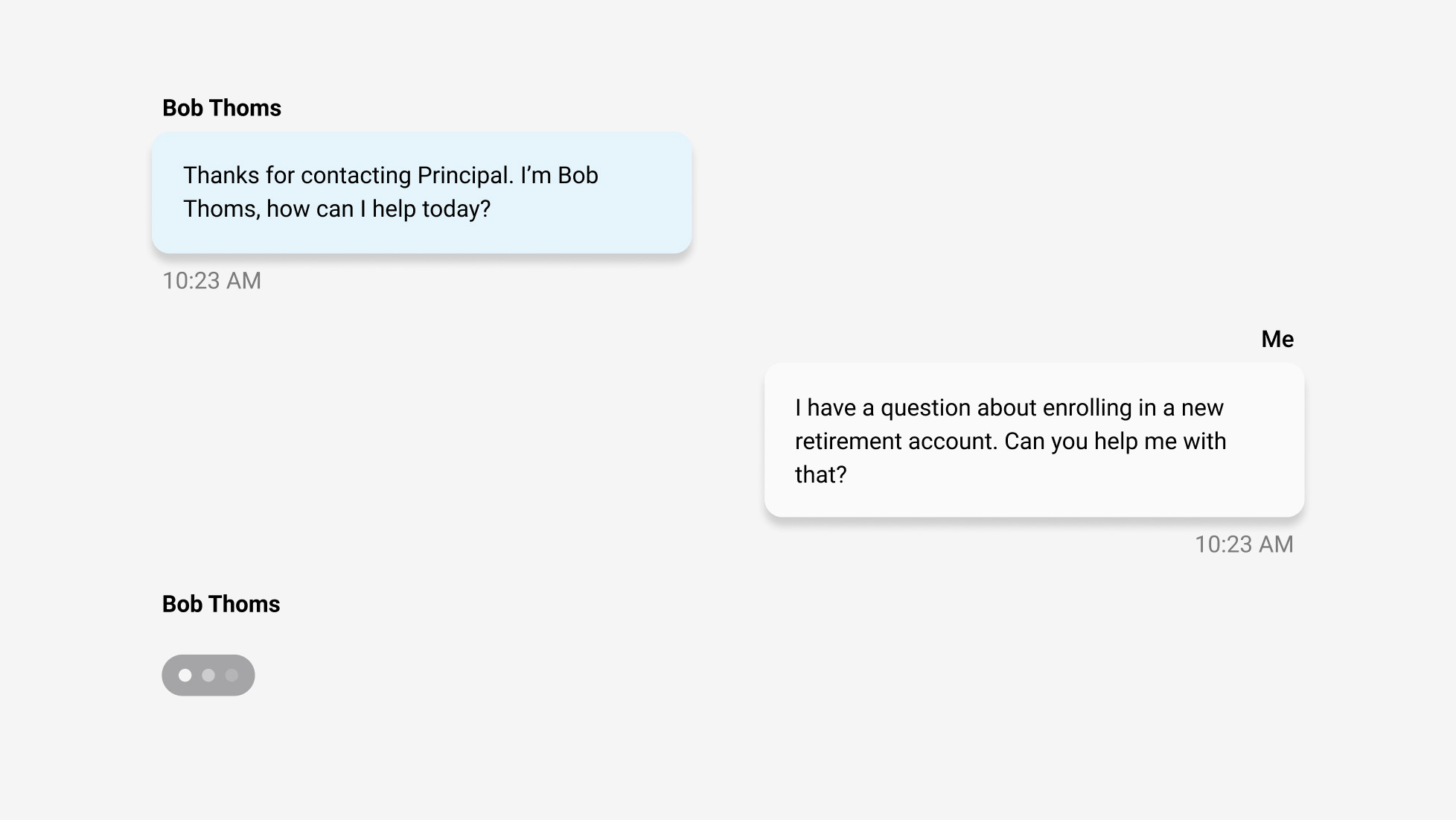 Sample conversations from Cantina's chatbot prototype.